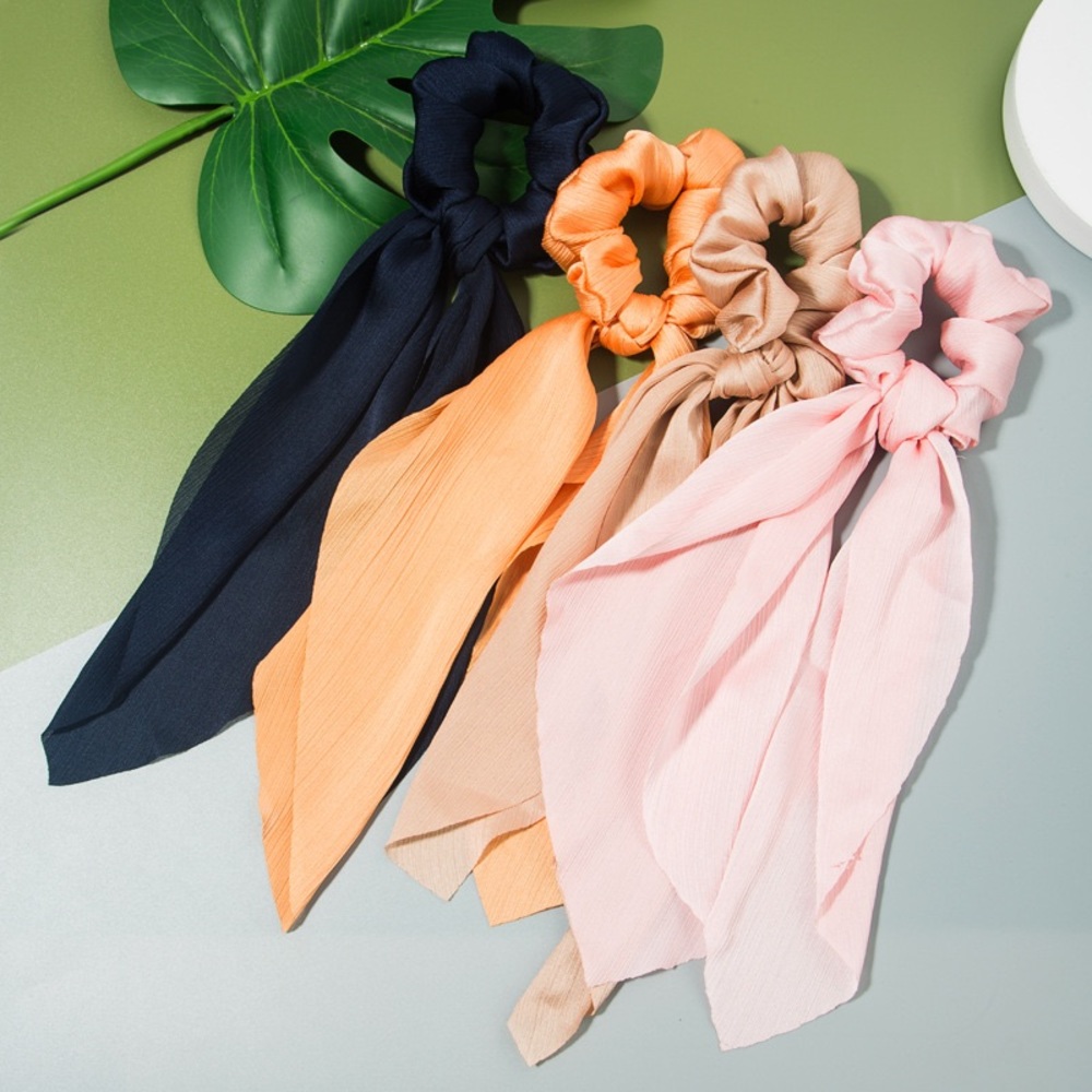 Boho Scrunchie Bow Ribbon Hair Scarf Hairbow - Picture 2 of 5